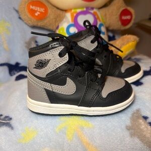 Jordan Kids Black and Gray High-Top Sneakers